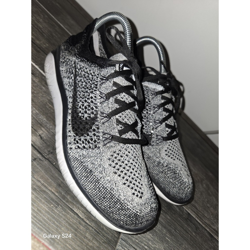 Nike Free RN Flyknit 2018 Oreo Black White Women's 8.5 Size Running Shoes